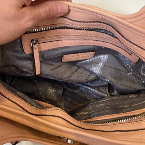 Simply Vera Vera Wang Light Pink Shoulder Bag Zipper Closure Faux Leather - Picture 4 of 15